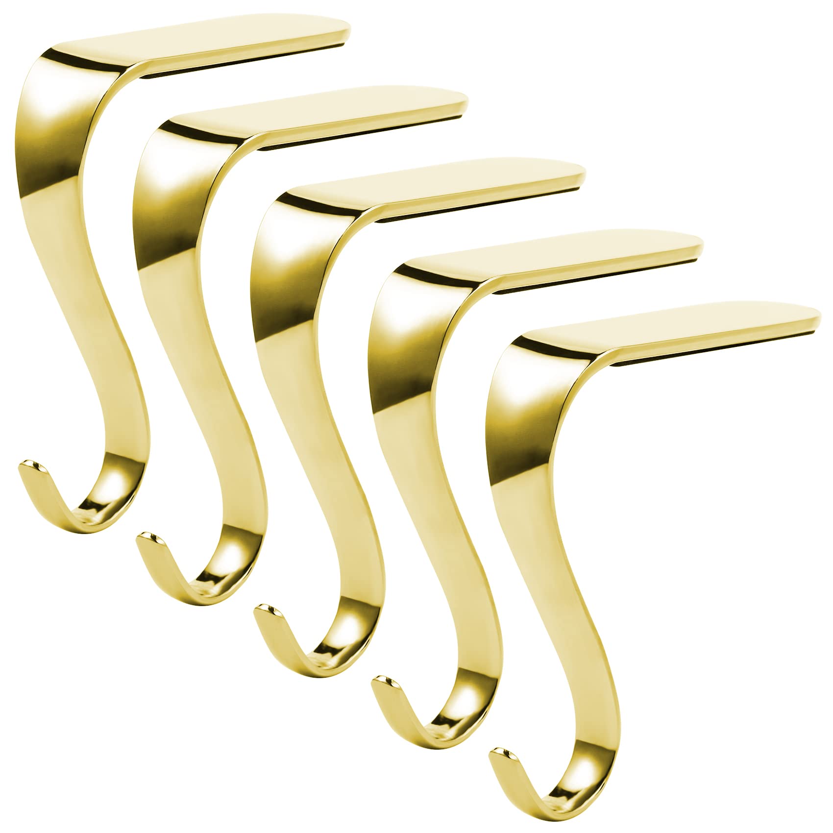 Sunshane 5 Pieces Christmas Stocking Holders Mantel Hanger Hooks Xmas Mantle Grips Set Safety Hang Stocking Clips for Christmas 