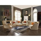 Acme Daesha Barrel Tight Back Loveseat Tan Flannel and Antique Gold