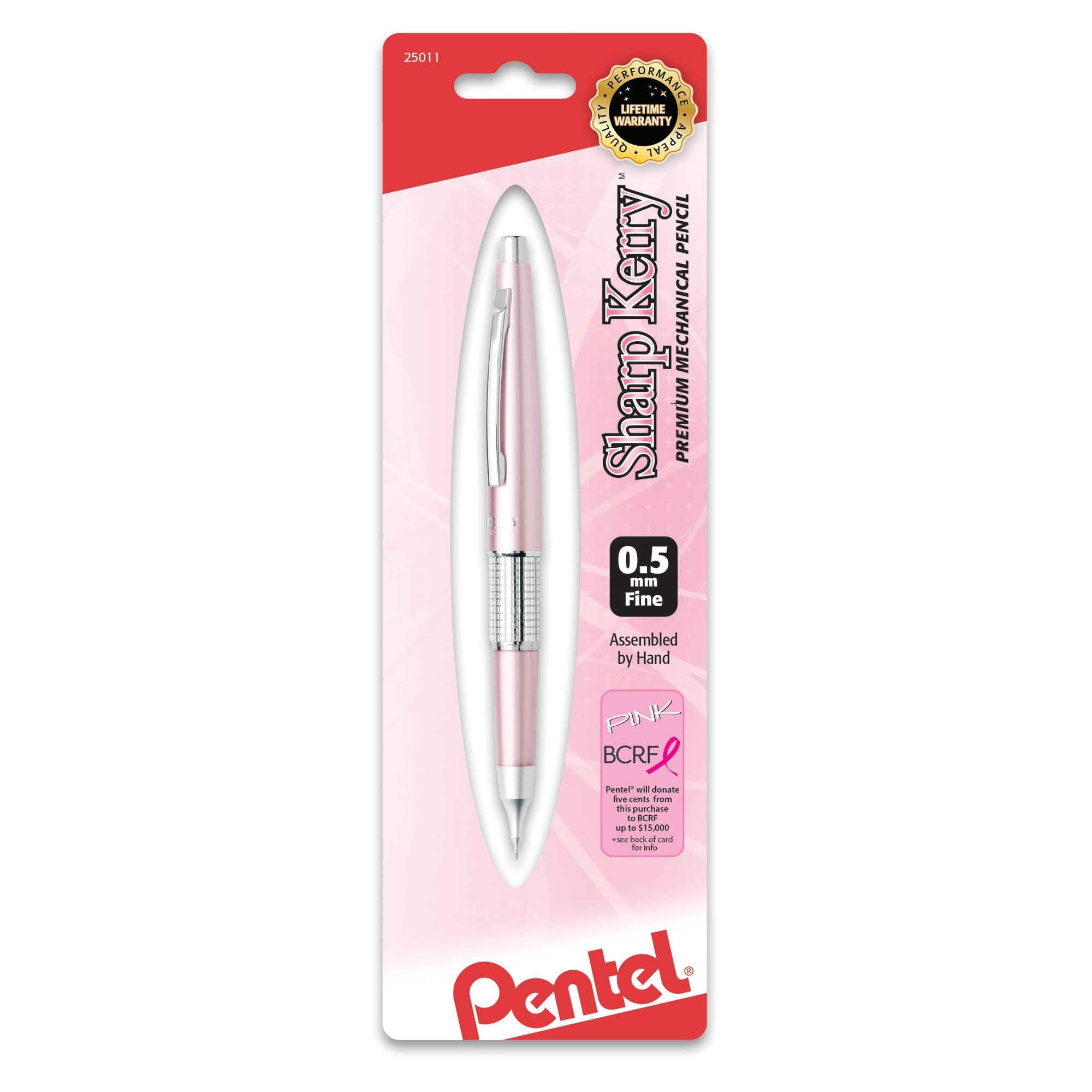 Pentel Sharp Kerry Mechanical Pencil, 0.5 Mm, Hb Lead, Pink Barrel