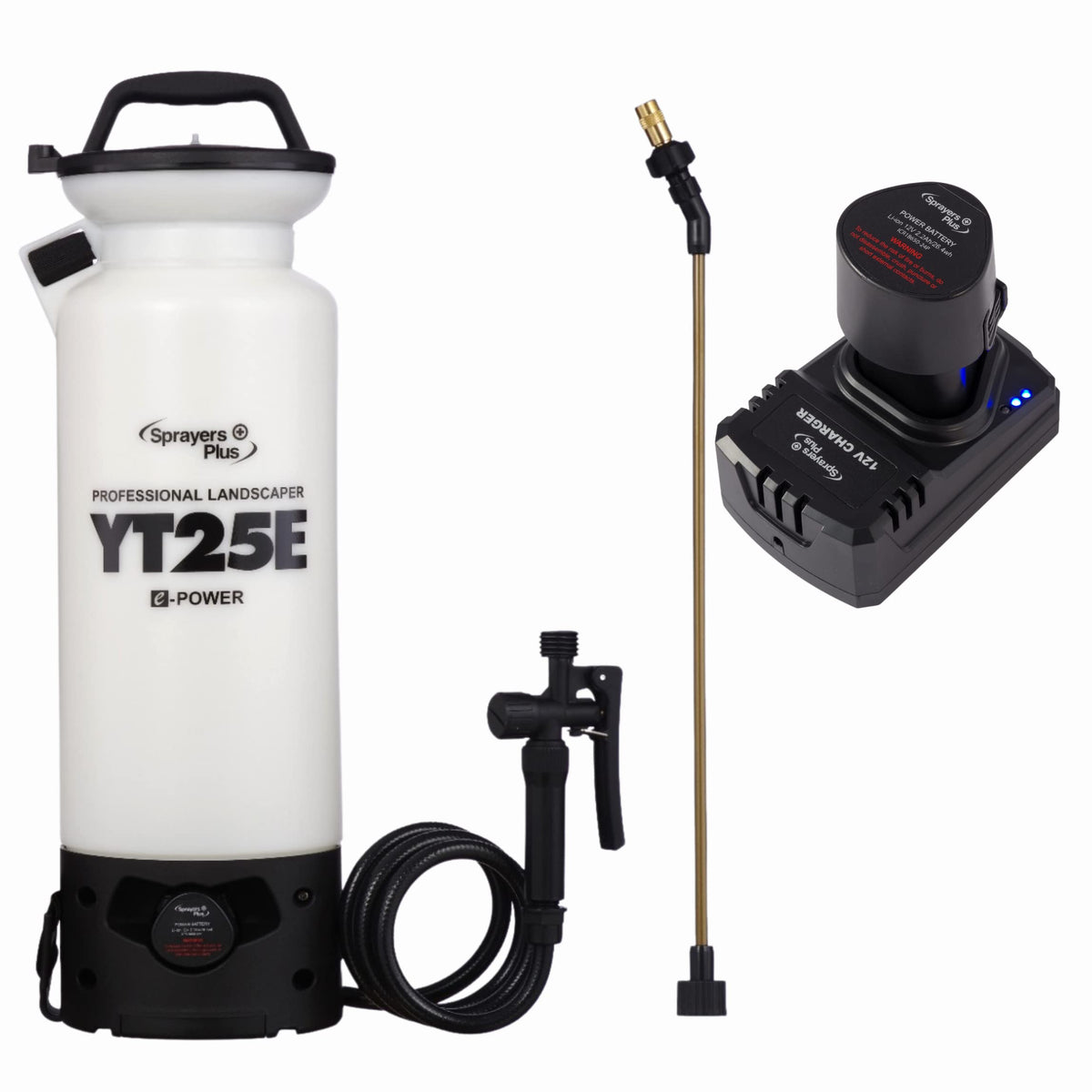 Sprayers Plus Yt25E Battery Sprayer - 12V Lithium-Ion With Viton Seals & O-Ring, Brass Wand & Nozzle & Shoulder Strap, 2 Gallon