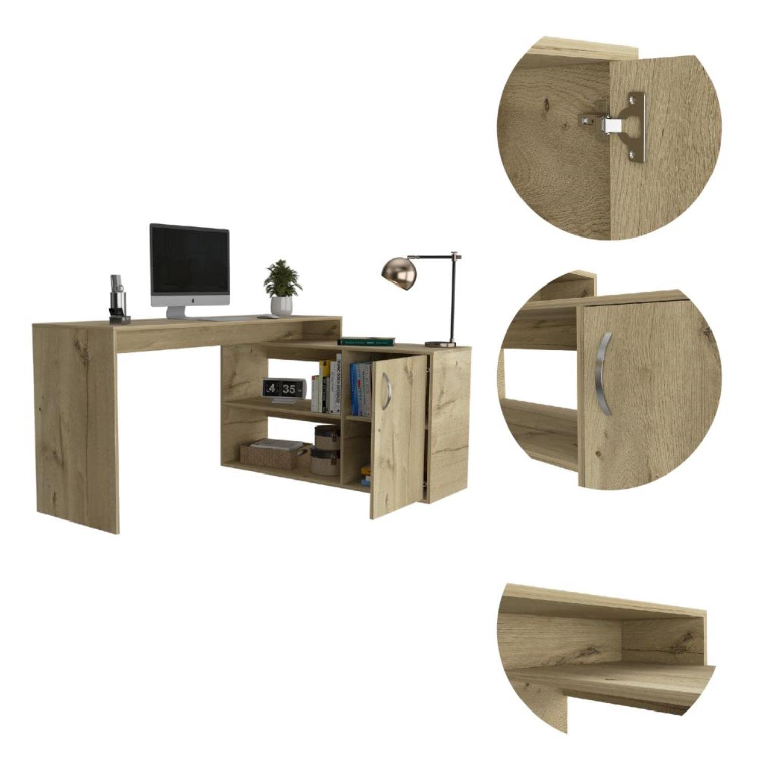 DEPOT E-SHOP Boston L-Shaped Desk - Thumbnail 4