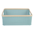 SOLUSTRE Small Frosted Blue Plastic Storage Basket for Desktop