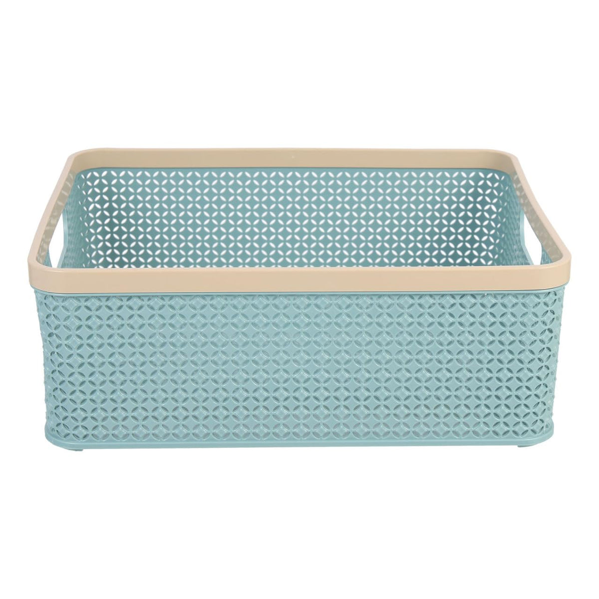 SOLUSTRE Small Frosted Blue Plastic Storage Basket for Desktop