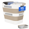 OOAMBB 43L(11.5Gallon) Collapsible Laundry Basket with Handles,Beige,1 Pack