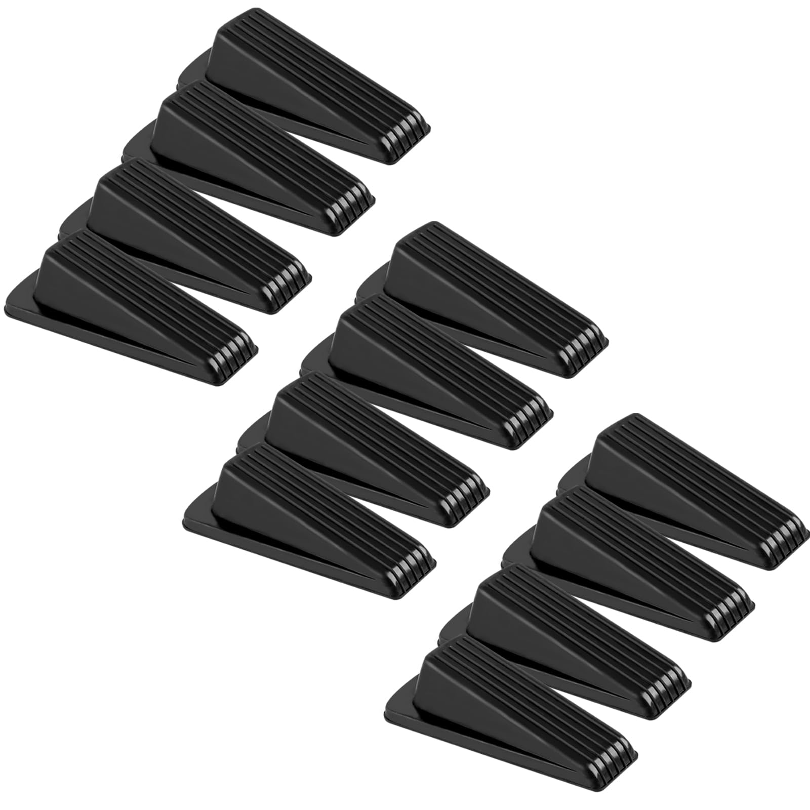 12 Pack Door Stoppers For Bottom Of Door, 4.8X2.2X1.3In Door Stops, Rubber Door Stopper Wedge, Sturdy Stackable Door Stops For F