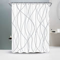 Punkray Grey and White Striped Fabric Shower Curtain for Bathroom with 10 Hooks, Bath Curtains Decorative cortinas para bano duc