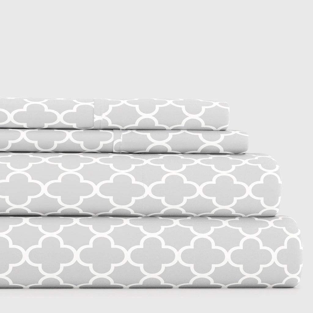 Linen Market 4 Piece Full Bedding Sheet Set (Gray Quatrefoil) - Sleep Better Than Ever With These Ultra-Soft & Cooling Bed Sheet