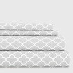 Linen Market 4 Piece Full Bedding Sheet Set (Gray Quatrefoil) - Sleep Better Than Ever With These Ultra-Soft & Cooling Bed Sheet