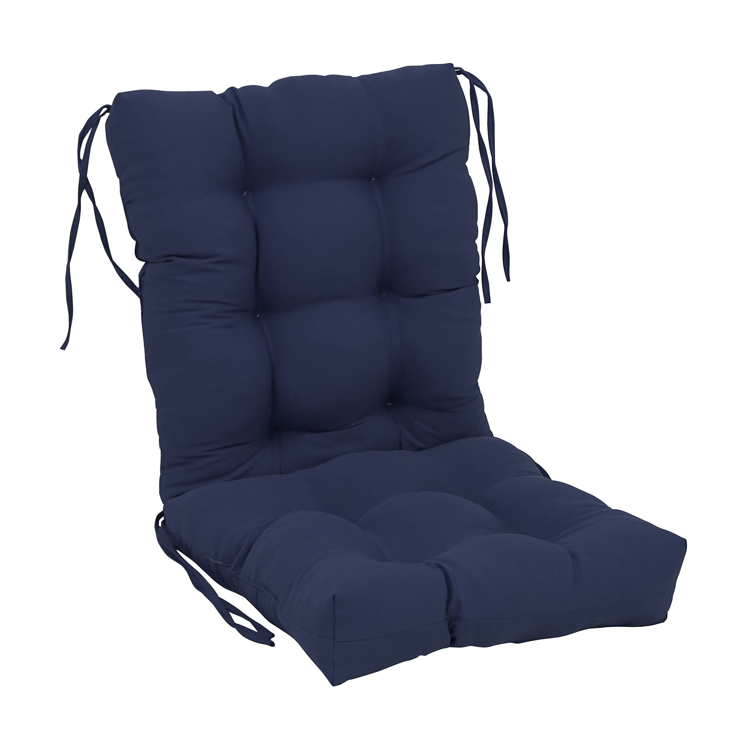 Blazing Needles 18 38-inch Twill Seat/Back Tufted Chair Cushion, 18 x 38, Navy