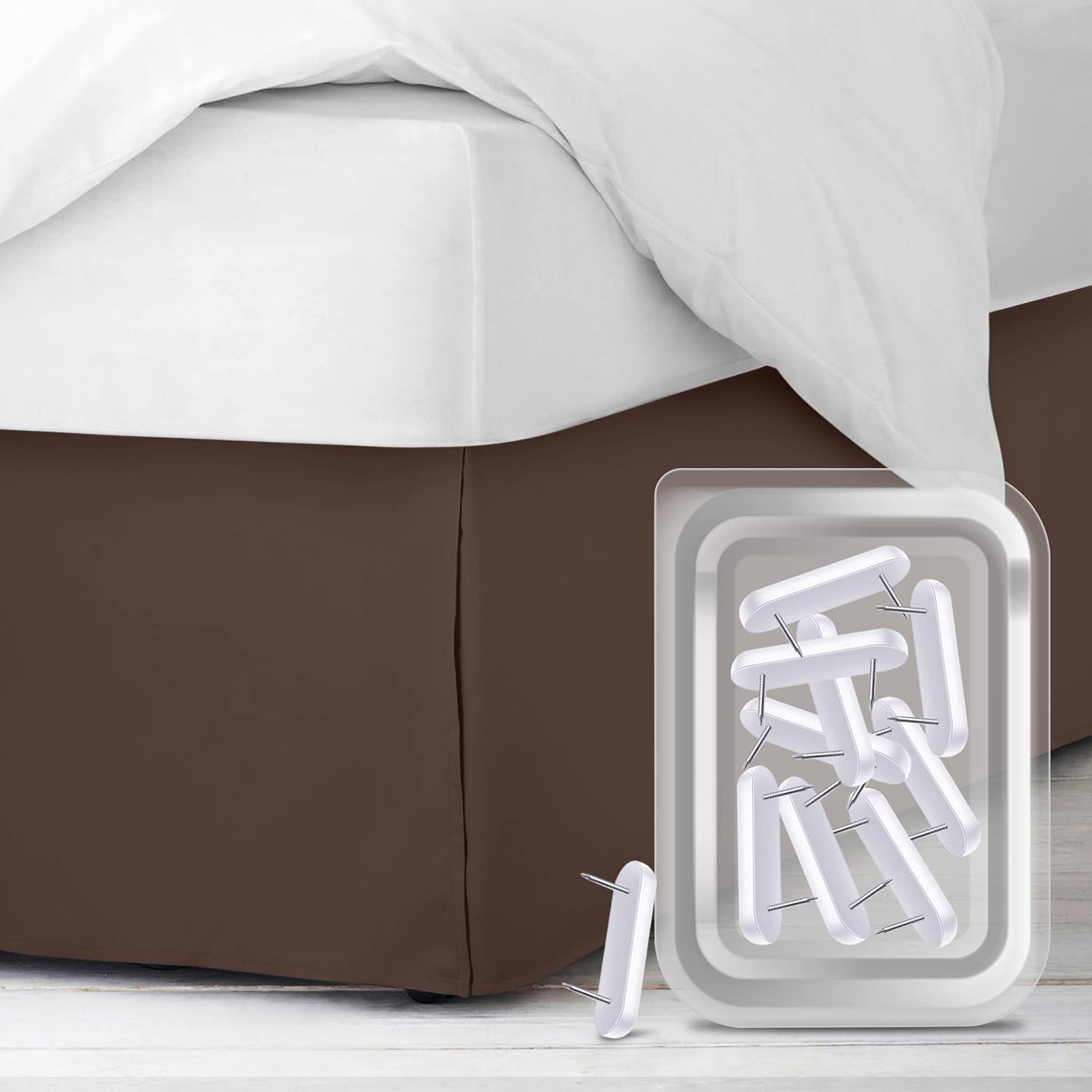 Empyrean Bedding Bed Skirts King Size - King Bed Skirts With 8 Pins - Dust Ruffles King - Microfiber King Size Bed Skirt - King