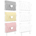 Ybing Wall File Organizer White 6 Pack Mesh Hanging File Holder Organizer Metal Wire Mail Organizer Wall Mounted Office Papers H