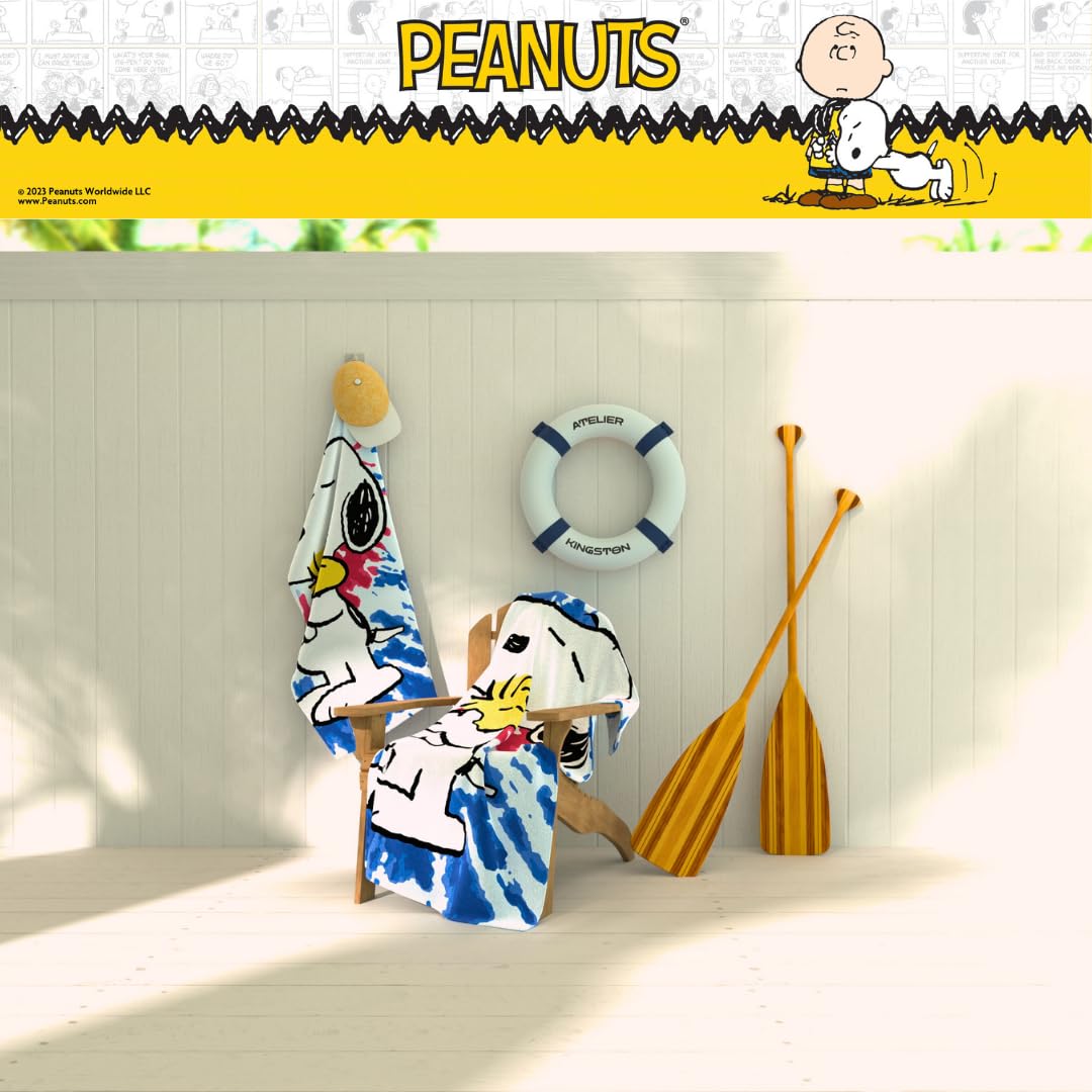 Franco Collectibles Peanuts Snoopy & Woodstock Super Soft Cotton Bath/Pool/Beach Towel, 58 In X 28 In, (100% Officially Licensed