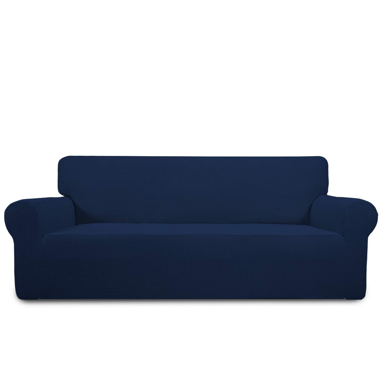 Purefit Stretch Oversized Sofa Slipcover – Spandex Jacquard Non Slip Soft Couch Sofa Cover, Washable Furniture Protector With Non Skid Foam And Elastic Bottom For Kids (Oversized Sofa,Navy)