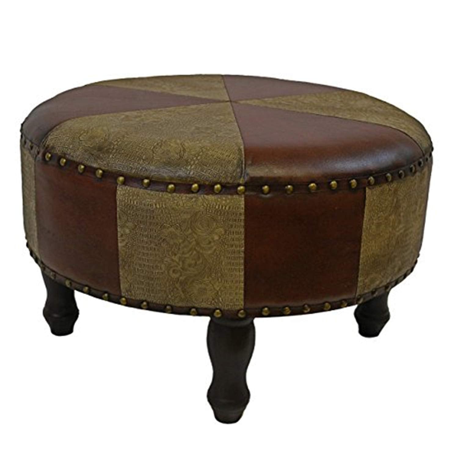 International Caravan Large Round Faux Leather Stool