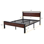 SHA CERLIN AK-JHH005 14 Inch Metal Platform Bed Frame with Wooden Headboard/Footboard Mahogany Queen