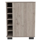 Depot E-Shop Denver Bar Cabinet, Six Built-in Wine Rack, Two Shelves, Single Door Cabinet, Light Gray