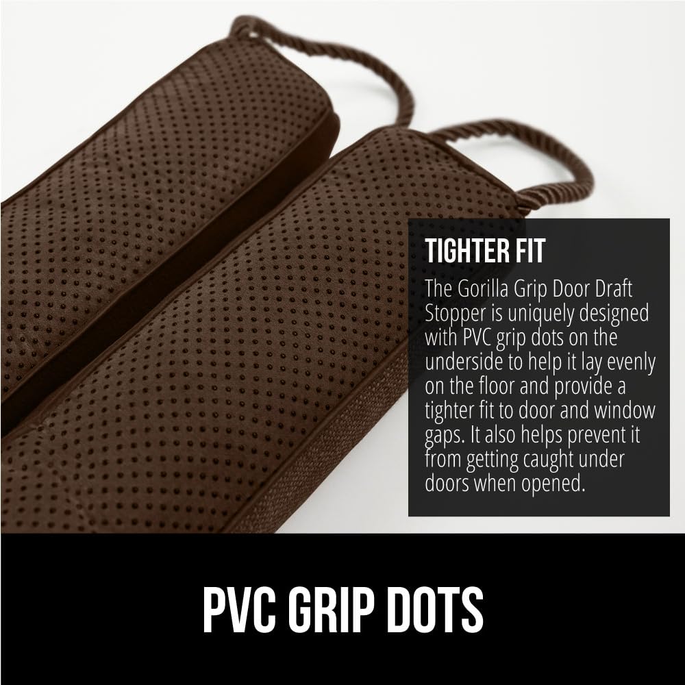 Gorilla Grip Heavy Duty Door Draft Stopper, Blocks Hot Cold Air Wind Noise For Gaps Up To 3?Under Doors, All Season Bottom Drafter Blocker, Easy Install Stoppers, Home Room Essentials, 34?Coffee