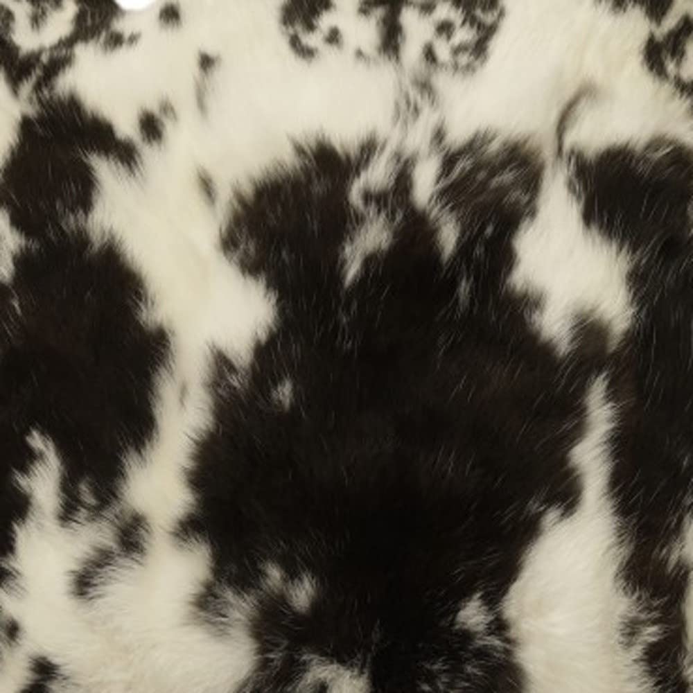 HomeRoots 100% Natural Rabbit Fur and Microsuede Set of Two 18' X 18' Black and White Rabbit Natural Fur Animal Print Throw Pillows