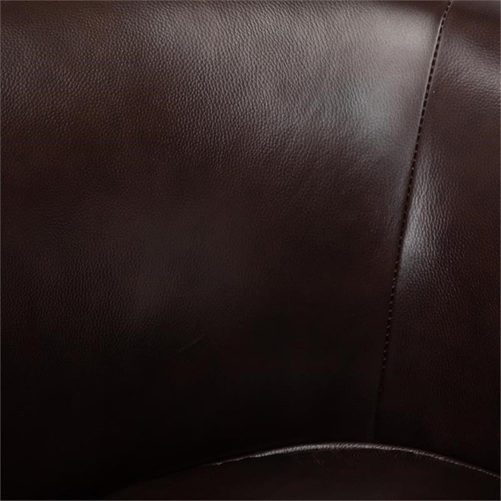 Comfort Pointe Turner Modern Top Grain Leather Swivel Accent Chair With Wood Base & Pocket Coil Seat Cushion, No Assembly Required, In Brown Finish