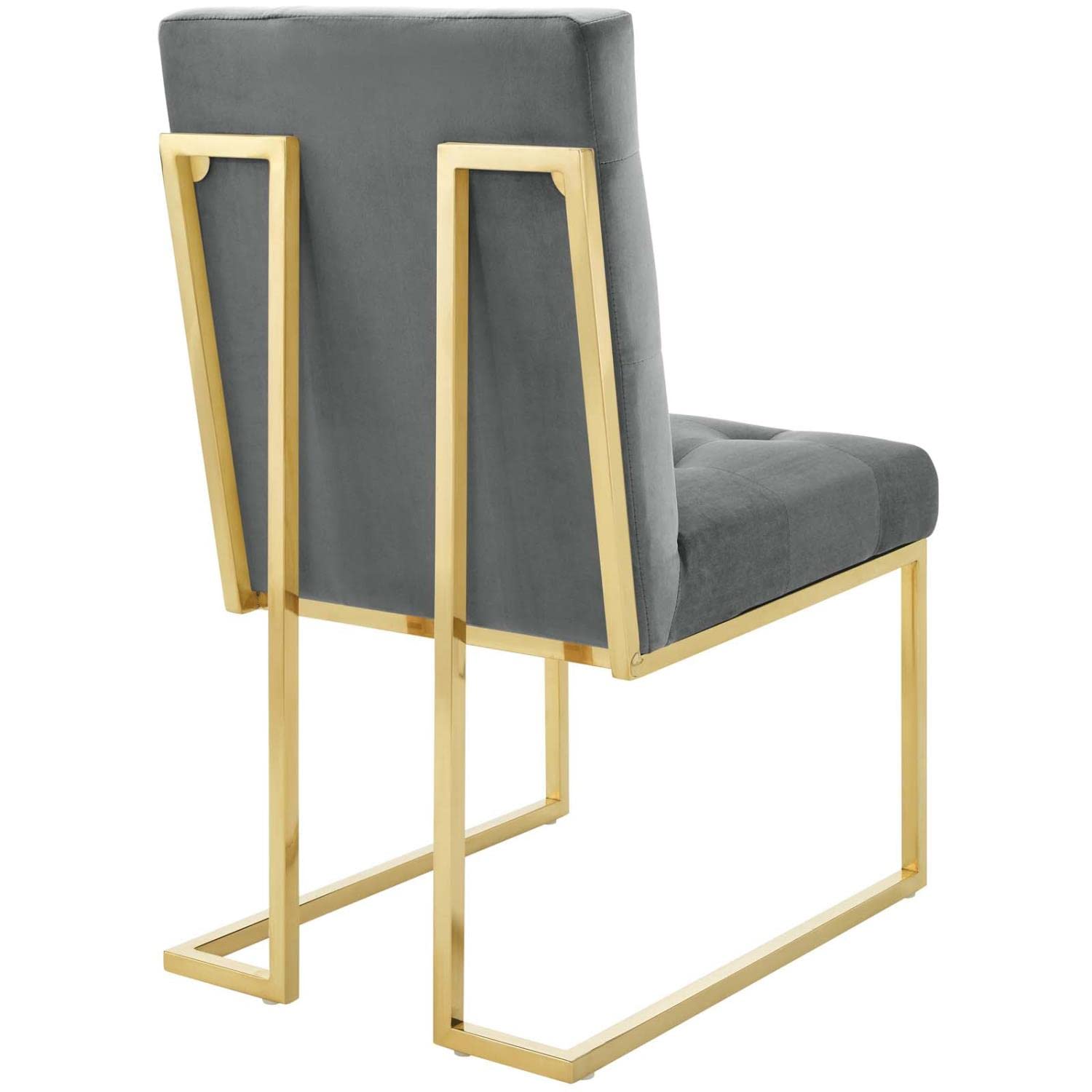 Modway Privy Performance Velvet Gold Stainless Steel Dining Chair In Gold Charcoal