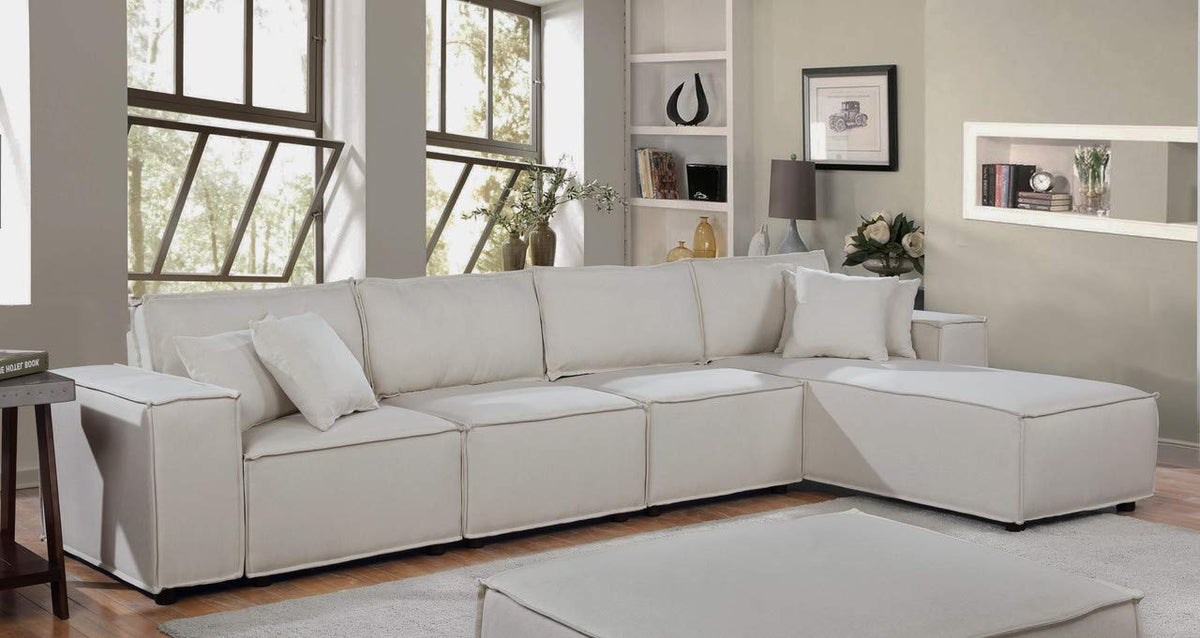 Lilola Home Ermont Sofa with Reversible Chaise in Beige Linen