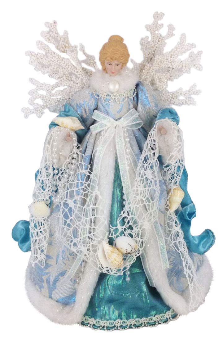 Windy Hill Collection 14 Inch Standing Aqua Angel Christmas Tree Topper or Table Top 148510