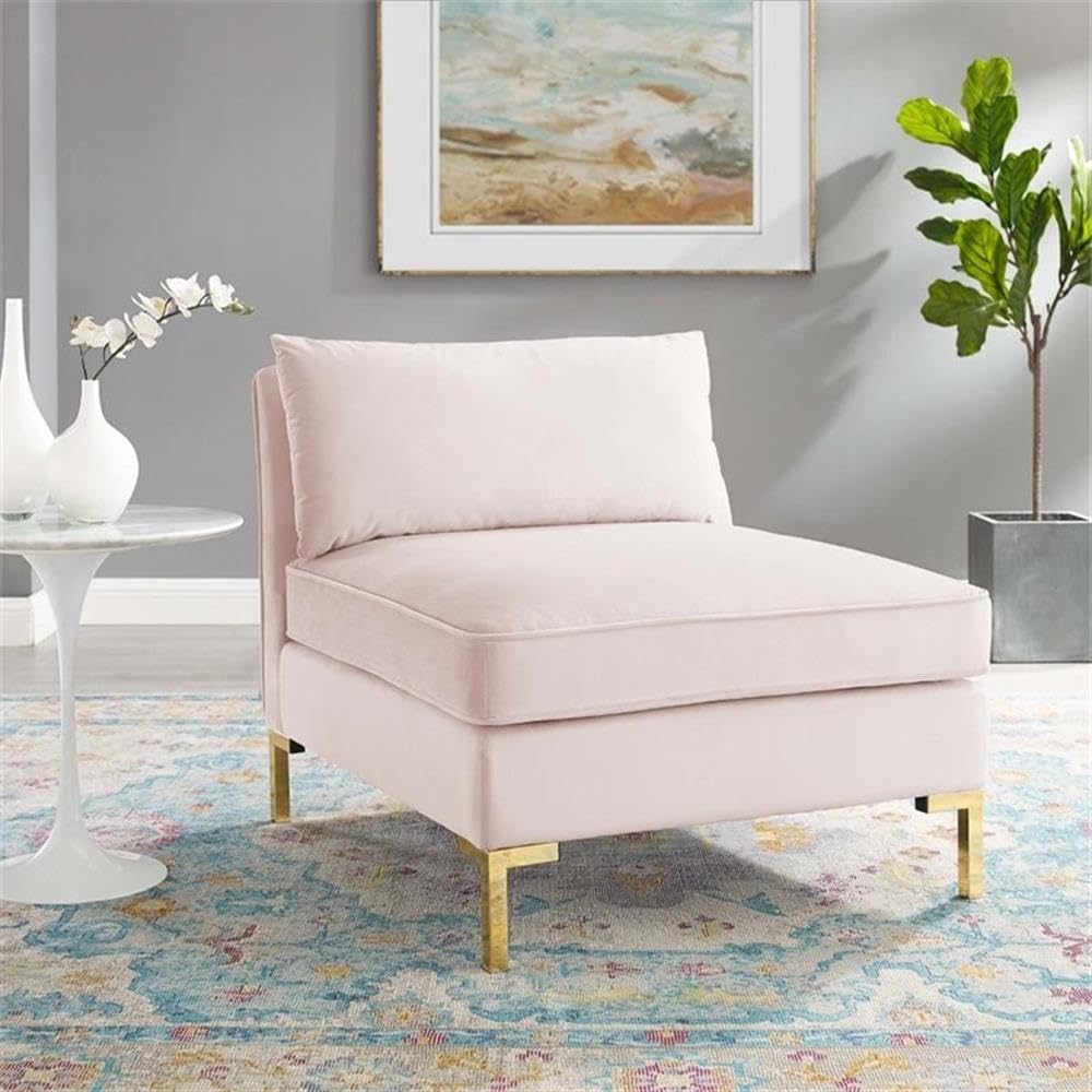 Modway Ardent Modern Performance Velvet Armless Chair In Pink/Gold