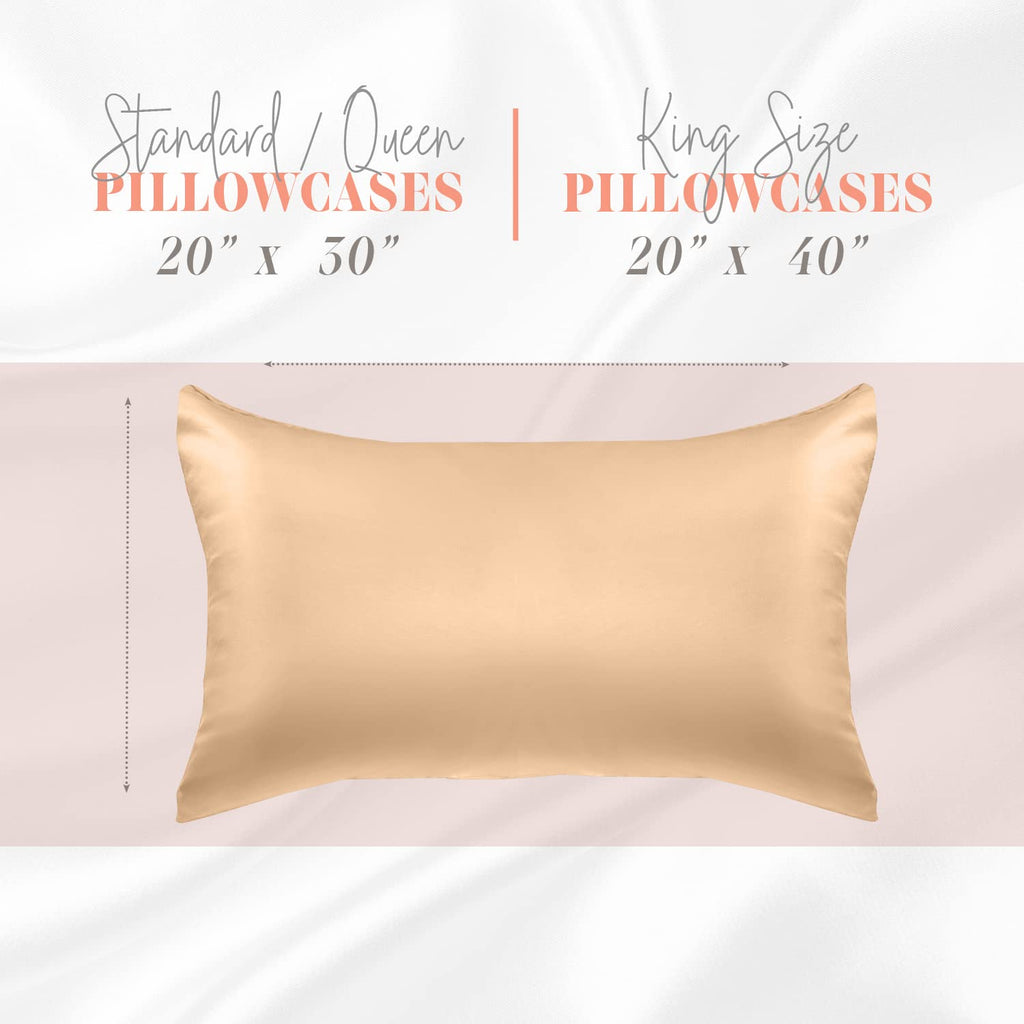 Elegant Comfort Silky And Luxurious 2-Piece Satin Pillowcase Set For Healthier Skin And Hair, Hidden Zipper Closure And Beautifully Packaged, Satin Pillowcase Set, King, Champaign