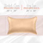 Elegant Comfort Silky And Luxurious 2-Piece Satin Pillowcase Set For Healthier Skin And Hair, Hidden Zipper Closure And Beautifully Packaged, Satin Pillowcase Set, King, Champaign