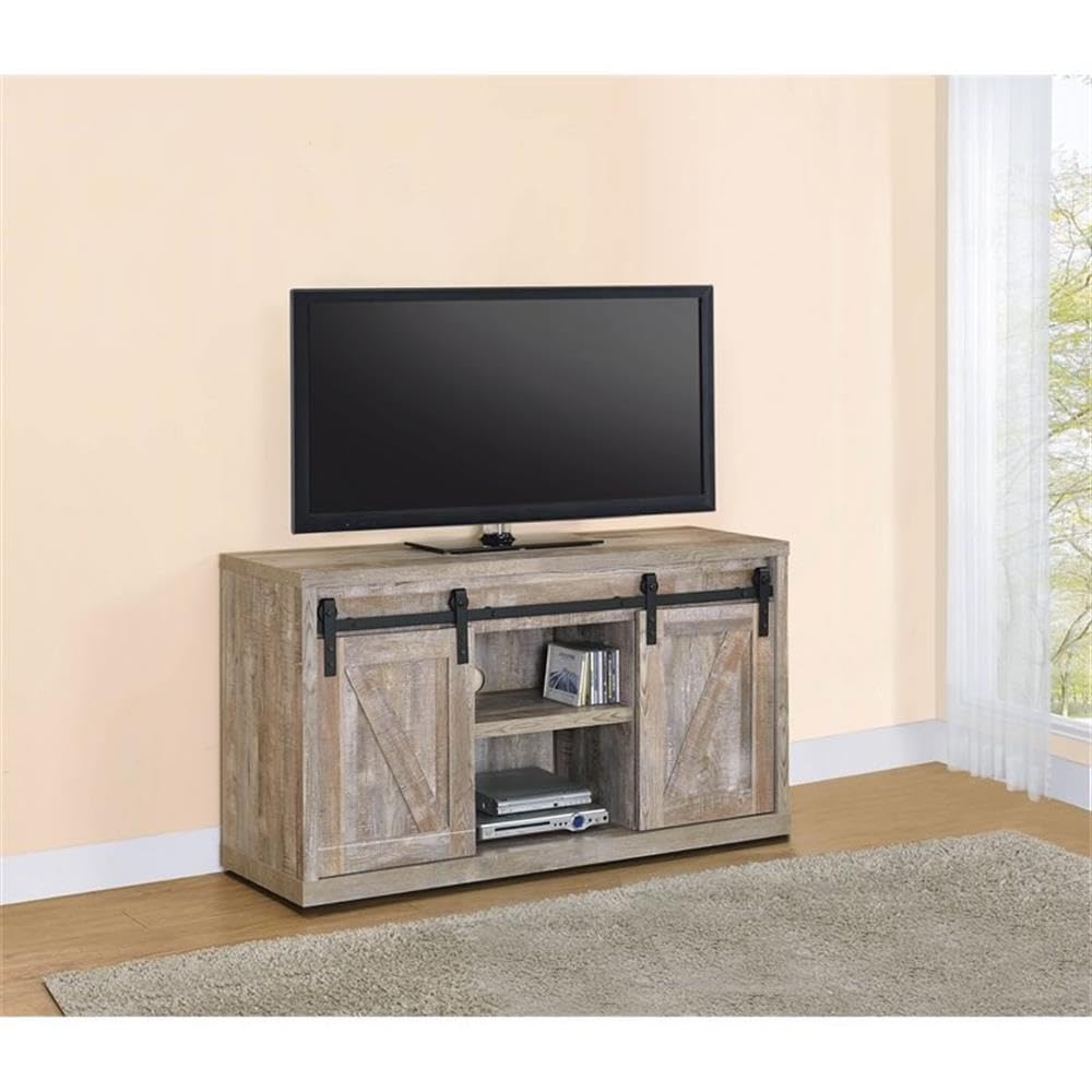 Coaster Furniture Brockton Rustic Farmhouse 48&quot; TV Stand Media Console Sliding Barn Door Black 723281
