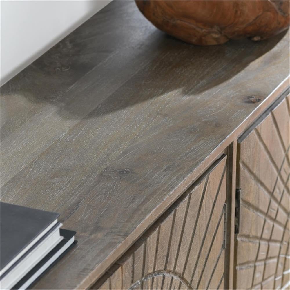 Kosas Home Viva 4-Drawer Transitional Solid Mango Wood Sideboard In Gray