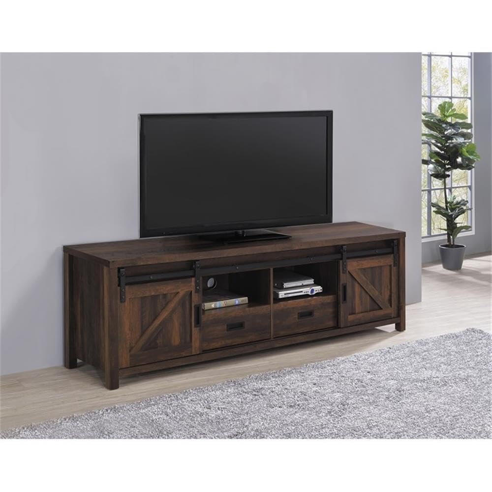 Coaster Home Furnishings Madra Rectangular TV Console with 2 Sliding Doors Dark Pine
