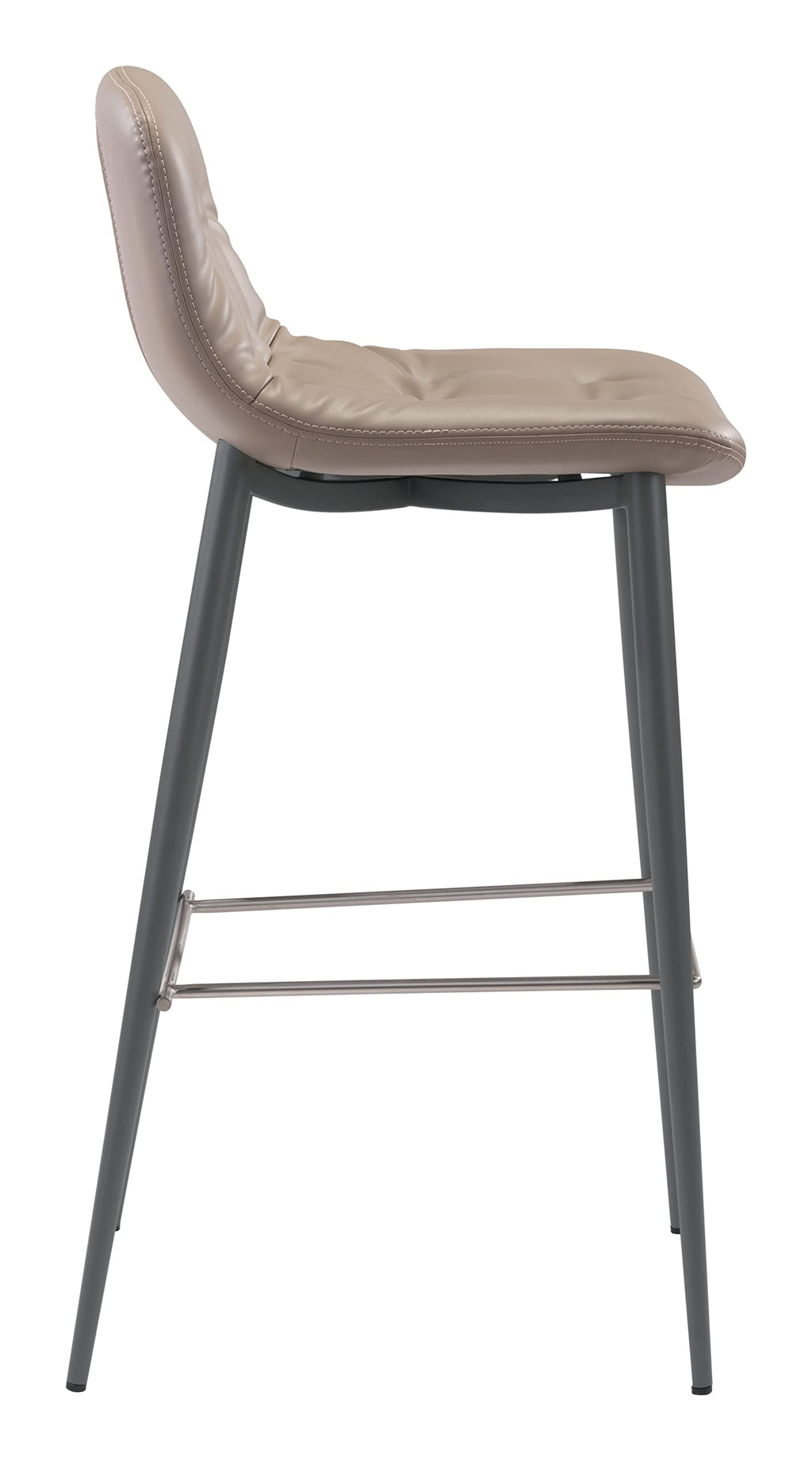 Zuo Modern Tangiers Bar Chair Set Steel, Foam, Faux Leather Taupe, Dark Gray Indoor Weight Capacity 280 lbs Dimensions: 17.3" W x 20.7" D x 40.2" H Pack of 2