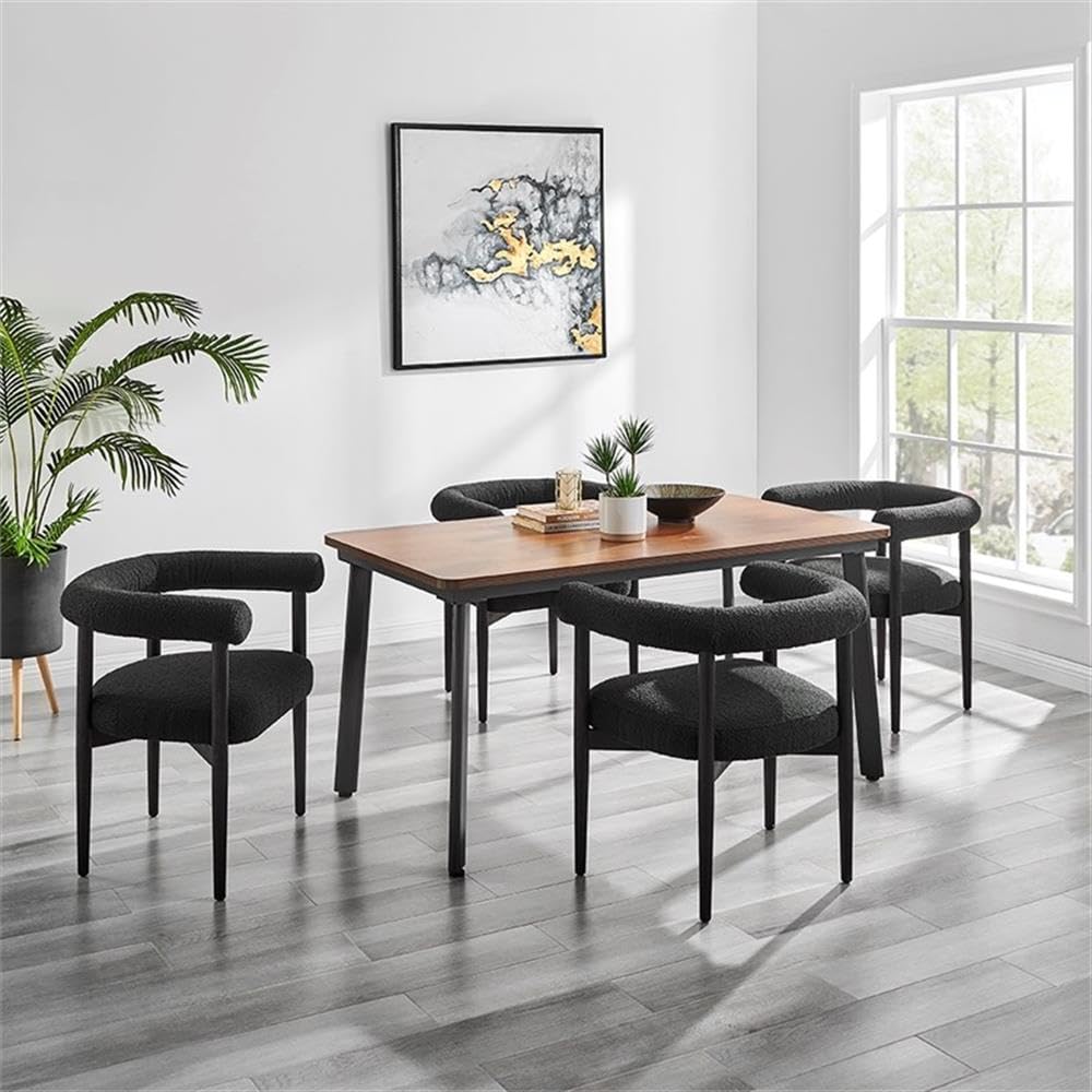 Npd Furniture And More Keanu Fabric Side Chair Legs, Boucle Black Dining Room Furniture, Standard