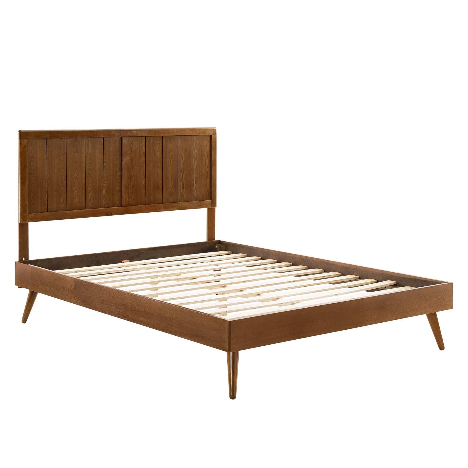 Modway Alana Wood Full Platform Bed In Walnut With Splayed Legs, Double