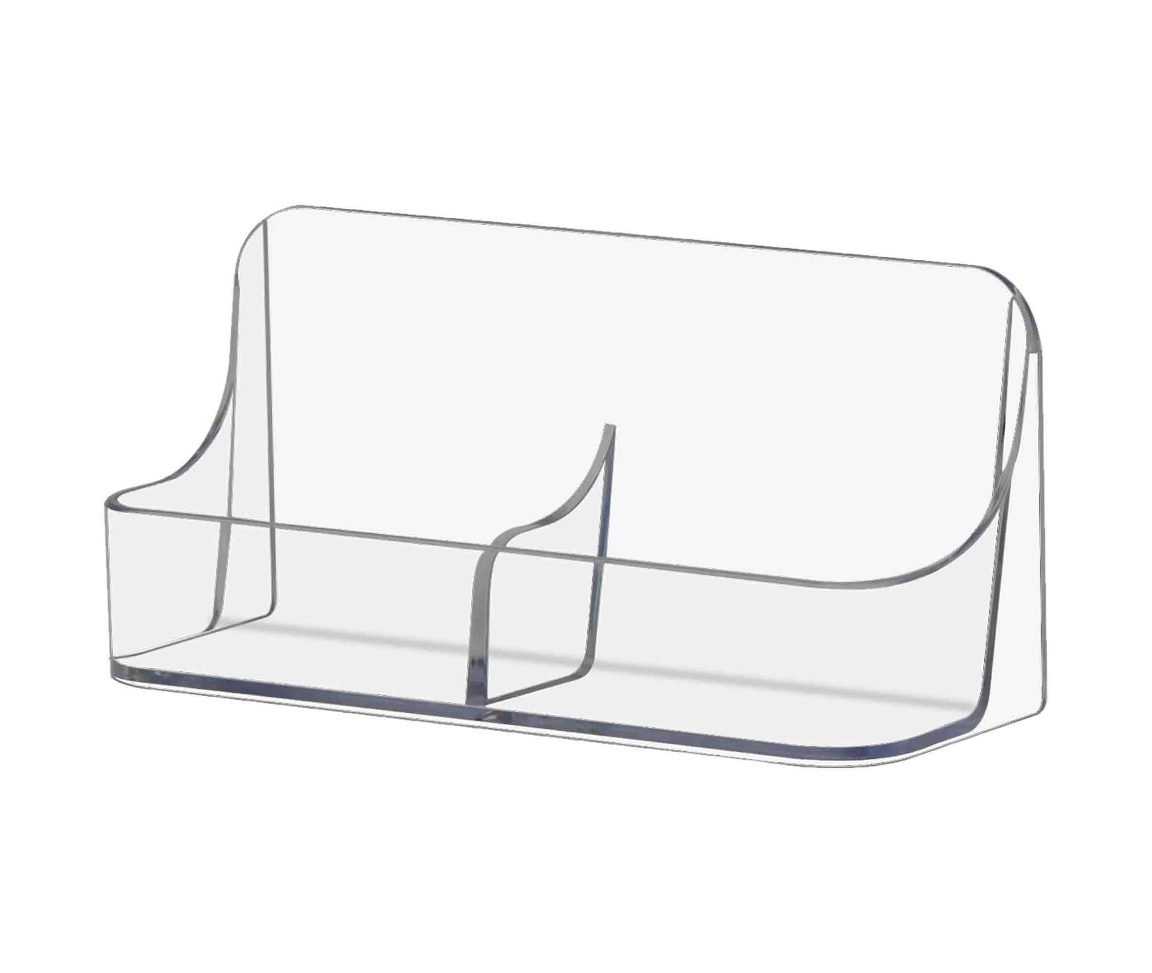 Marketing Holders Business Card Holder Acrylic Counter 2' X 3.5    Vertical Two Pocket For Retail Shops Restaurants Cafes Salon