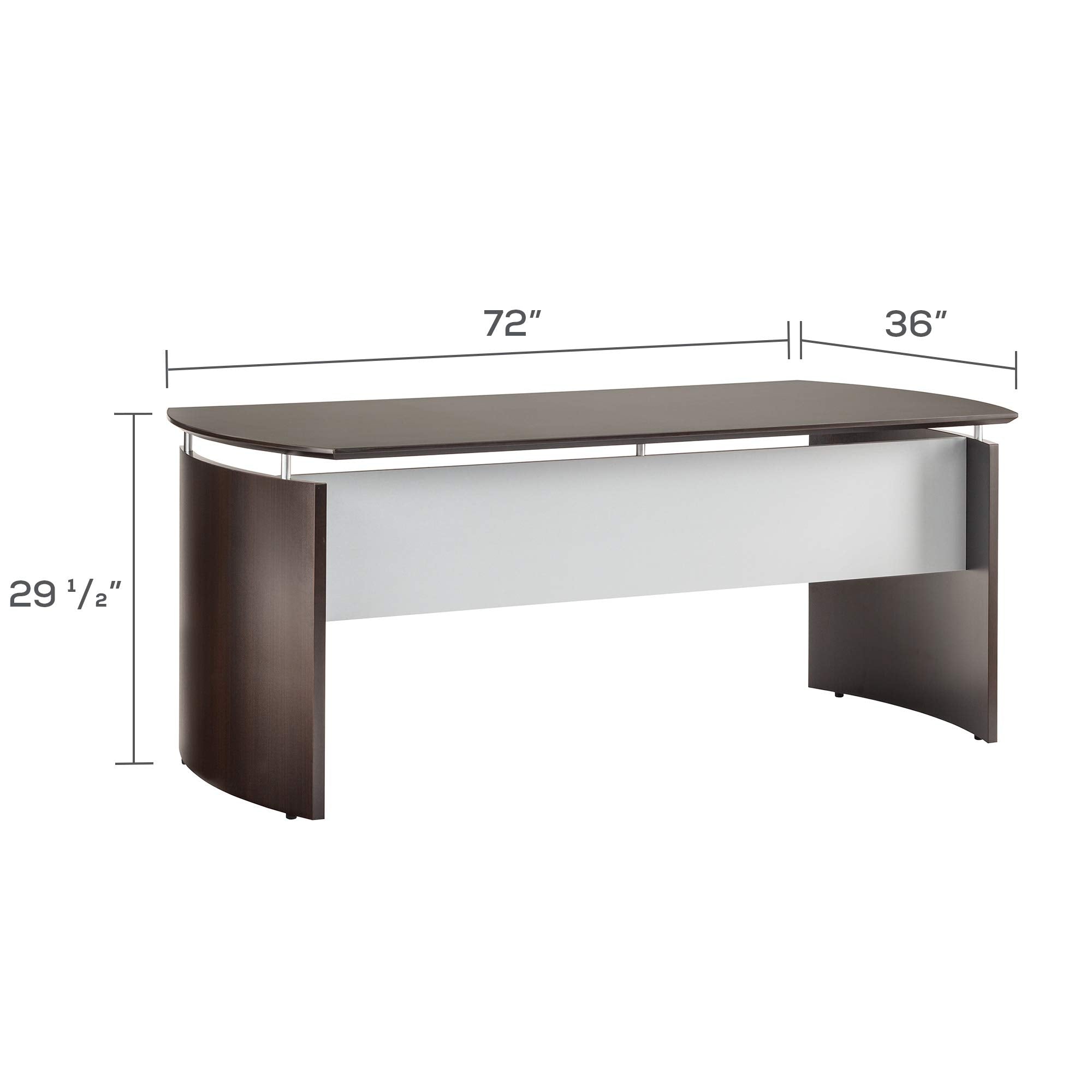 Mayline Medina Curved End Desk, 72 in, Mocha Laminate