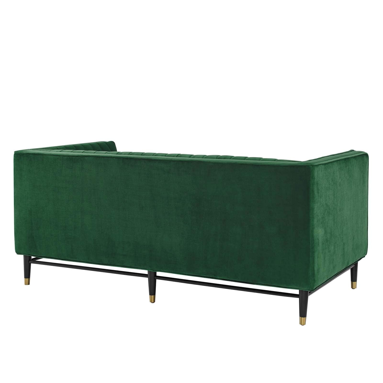 Modway Devote Channel Tufted Performance Velvet, Loveseat, Emerald