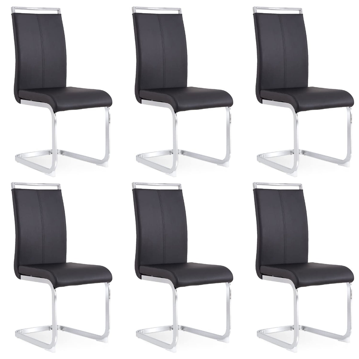 Baysitone Modern Dining Chairs Set Of 6, Side Dining Room Chairs, Kitchen Chairs With Faux Leather Padded Seat High Back, Chairs For Dining Room,Kitchen, Living Room Black (Uy-10)