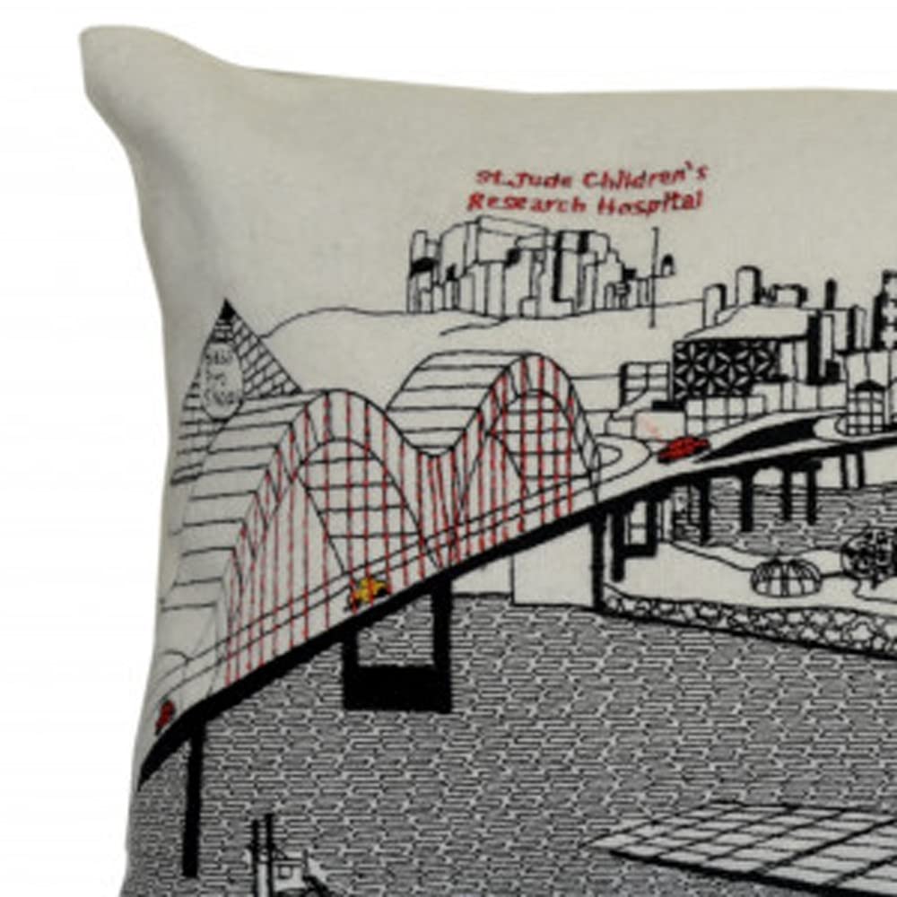 HomeRoots Cream 35' White Memphis Daylight Skyline Lumbar Decorative Pillow