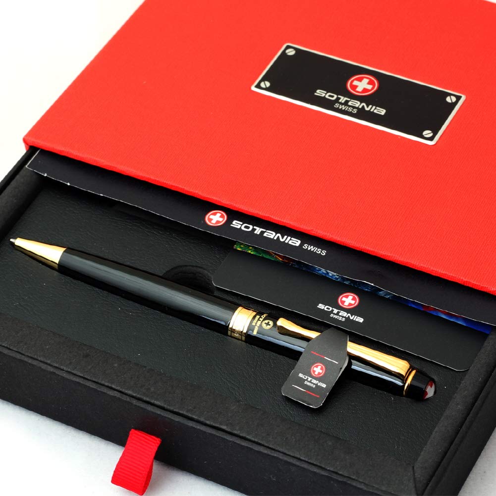 Sotania Free Engraving Swiss Expert Roller Ballpen, Ballpoint Pen, Refillable Pens, Retractable Medium Refill Pen Black Ink, Per