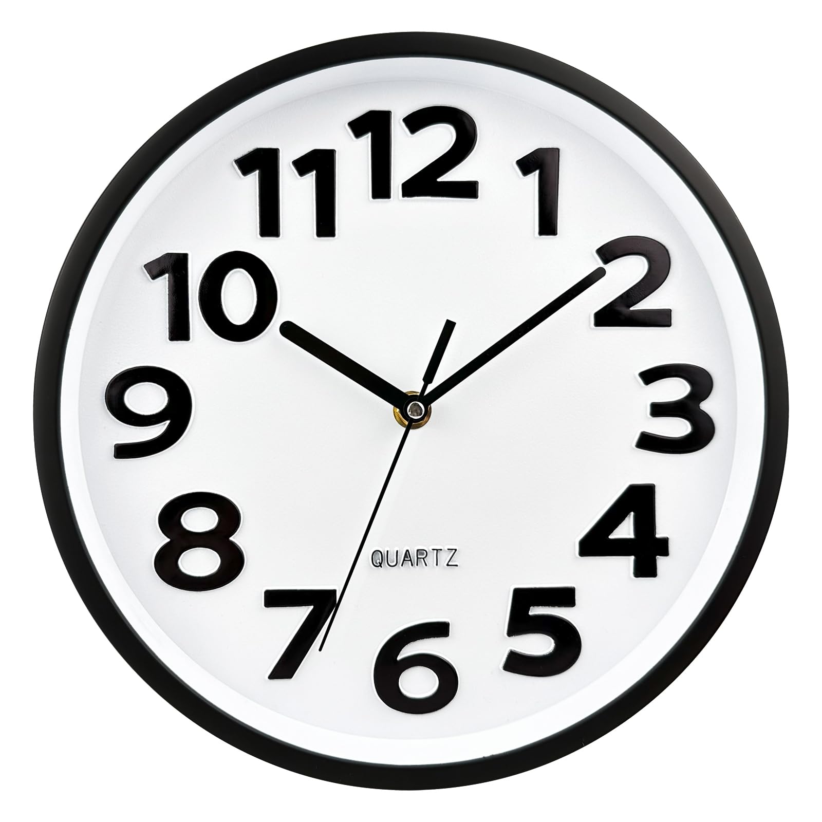 Plumeet 10 Small Wall Clock, Battery Operated Small Wall Clocks Silent Non-Ticking Quartz, Modern Style Suitable for Bedroom L