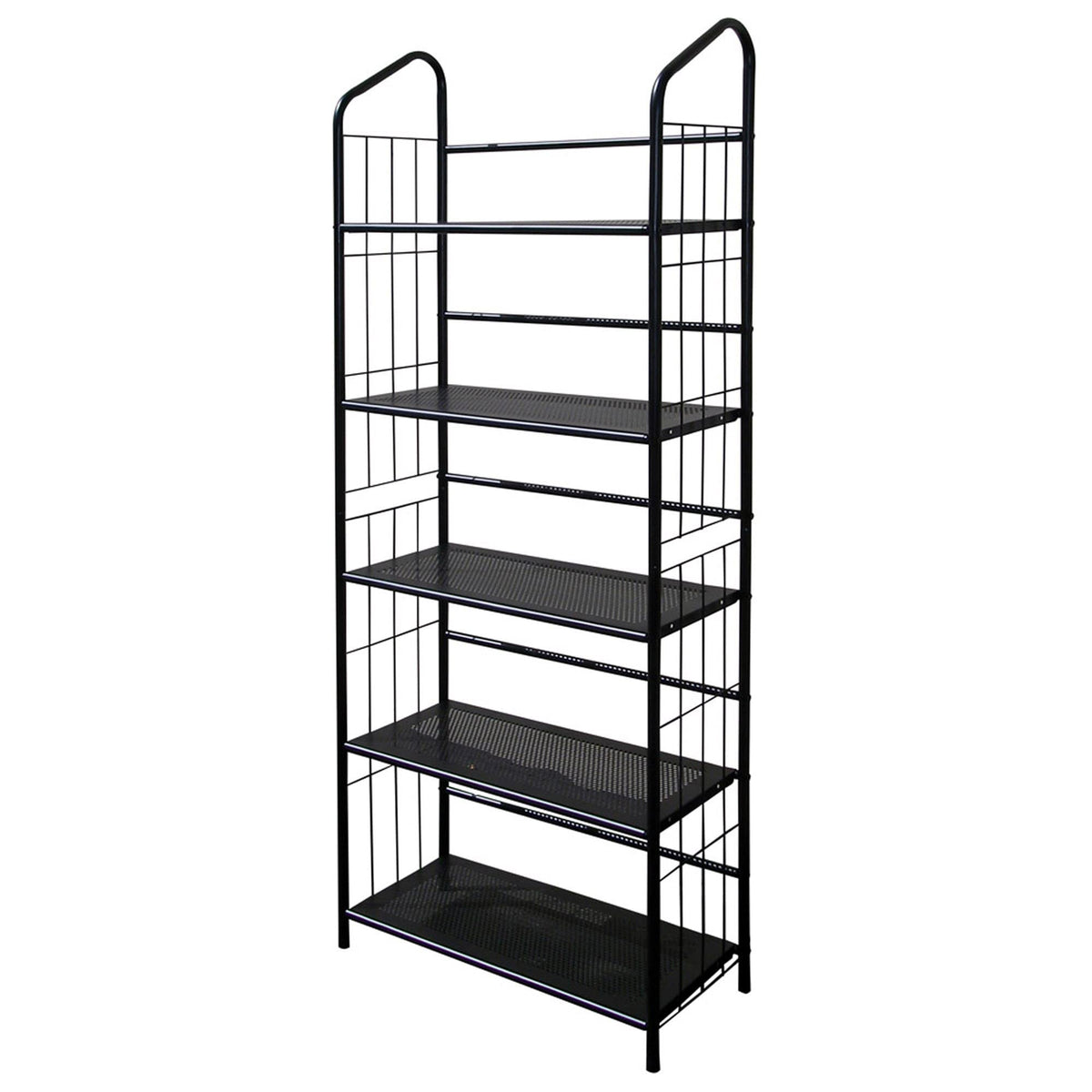 HomeRoots Black Five Shelf Metal Standing Book Shelf