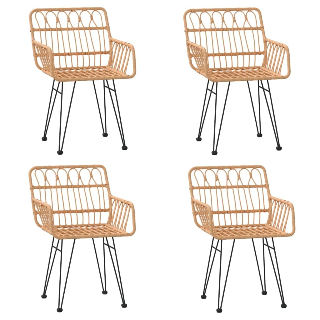 vidaXL Modern Poly Rattan Patio Dining Set - 3 Piece Outdoor Furniture with Steel Frame and Tempered Glass Tabletop in Brown