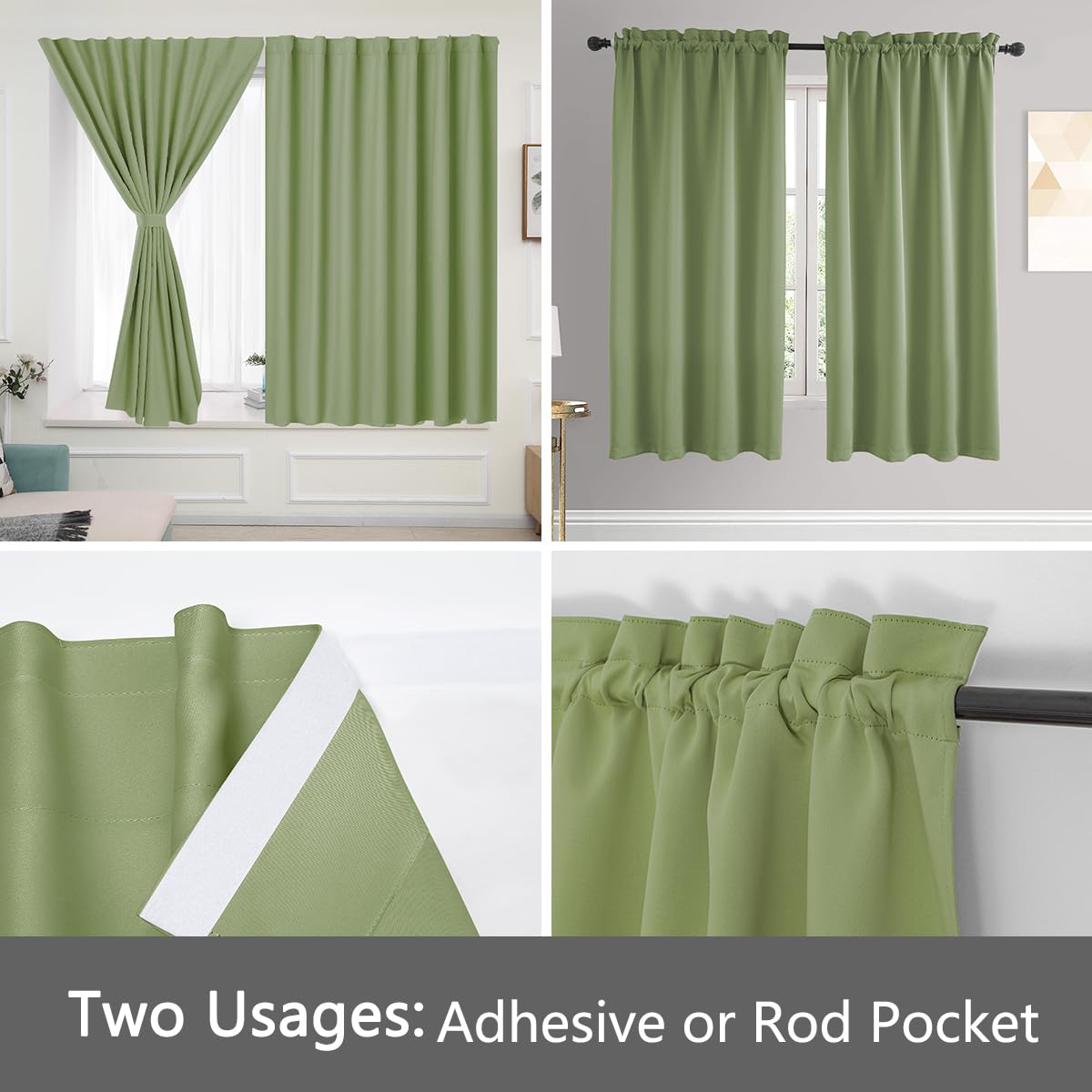 Muamar 2Pcs Self Adhesive Curtains For Small Window,Curtains For Bathroom,Short Curtains Door Curtains For Door Window,Rv Curtai