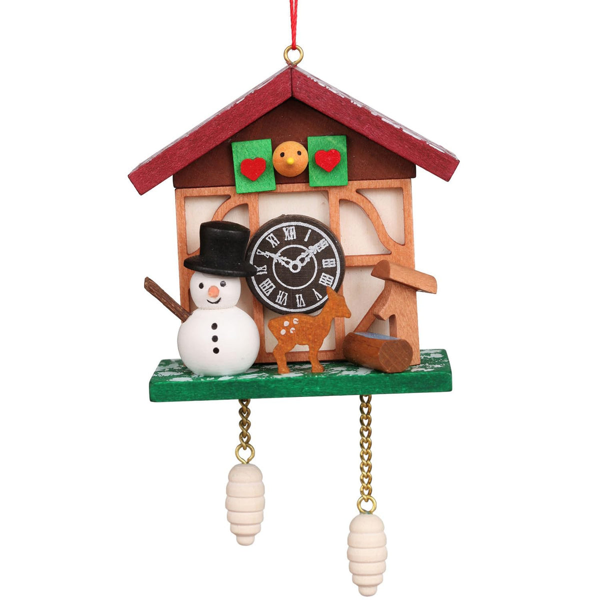 Alexander Taron Importer 10-0565 Christian Ulbricht Ornament-Cuckoo Clock Snowman-4.5&quot; H X 2.5&quot; W X 1.5&quot; D, Brown