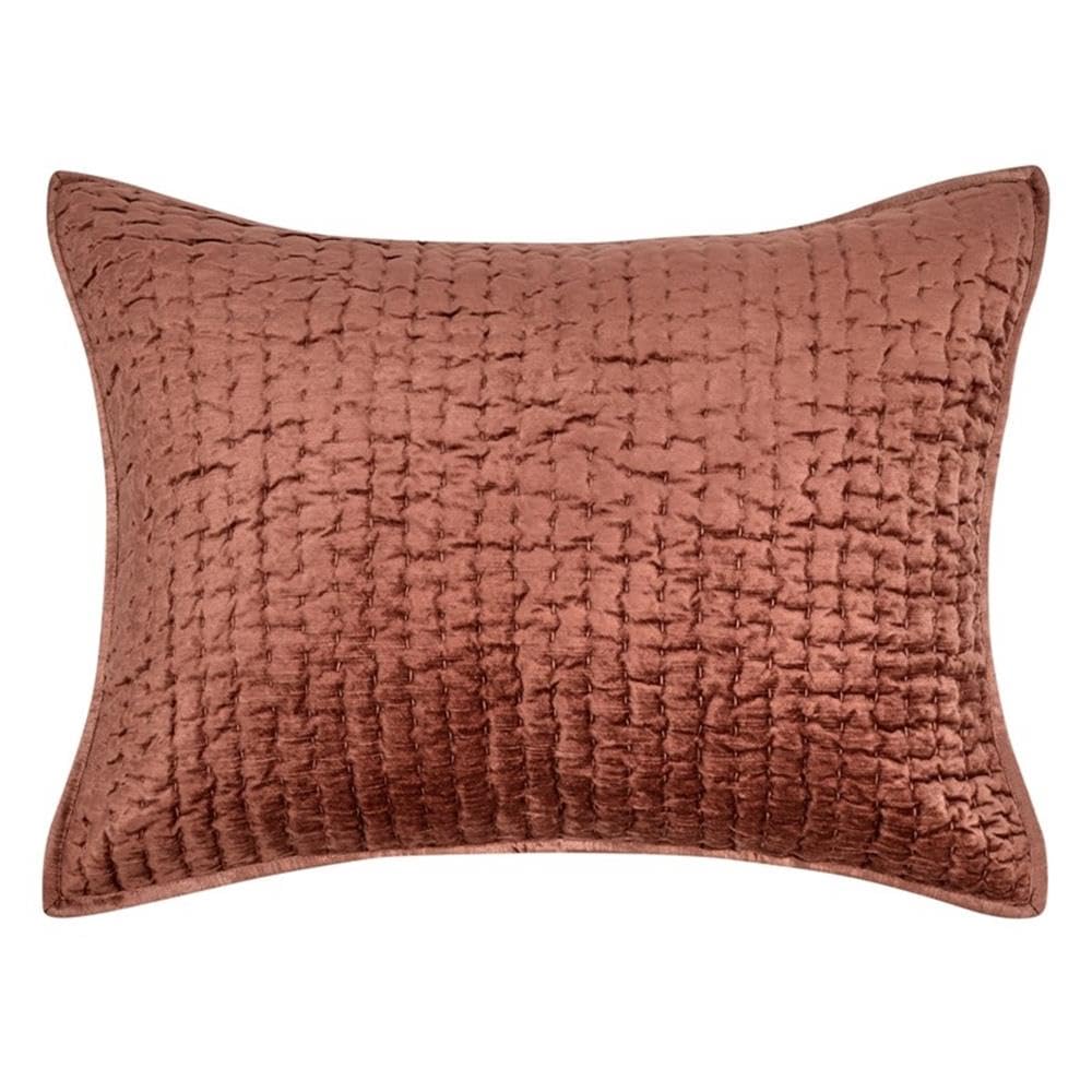 Kosas Home Dimitry 20x26 Velvet and Cotton Standard Sham in Terracotta Orange