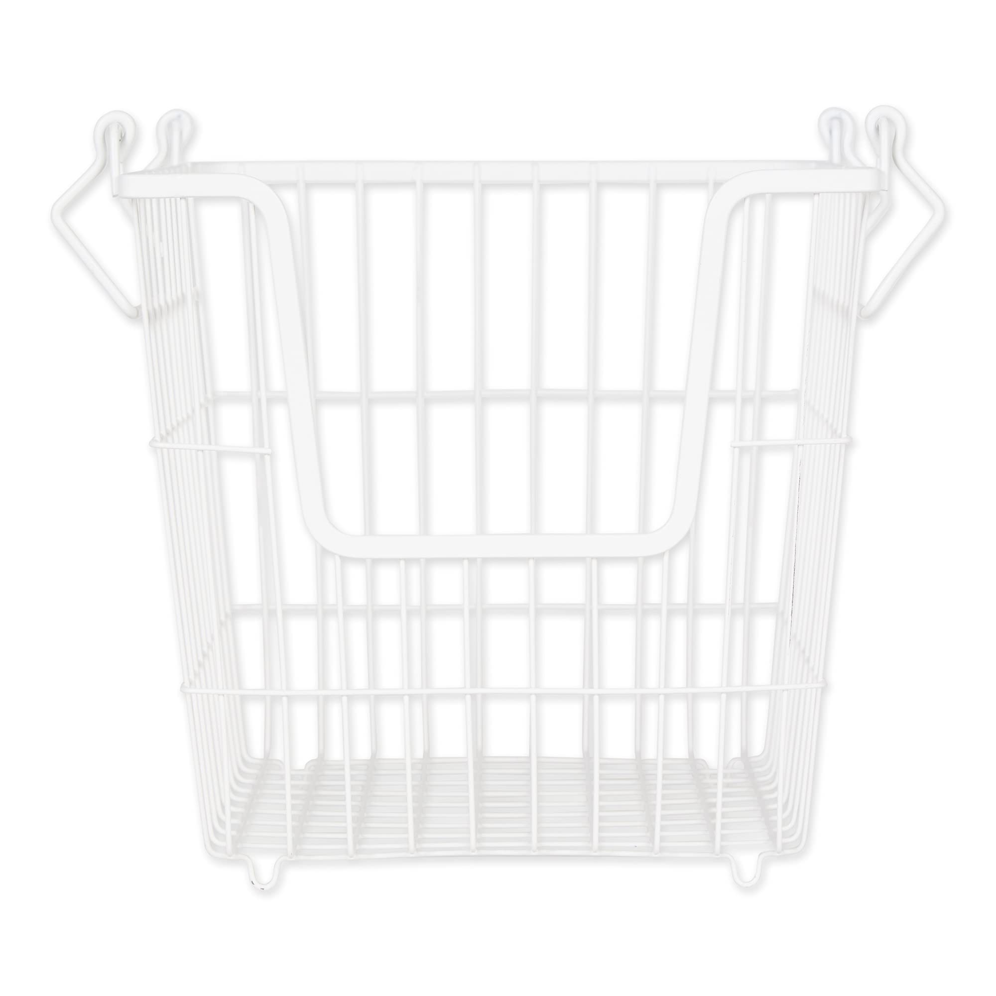 DII Metal Wire Mesh Stackable Utility Storage Bin, Large, 11x11x11, White