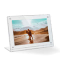14x11 Acrylic Floating Picture Frame - Table Stand with Chrome Magnetic Front Cover to Easily Change Photos - Made in The USA