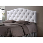 Baxton Studio Myra Modern and Contemporary Faux Leather Upholstered Button-Tufted Scalloped Headboard White/Twin